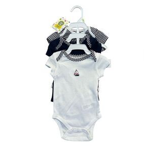 Little Me 100%‎ Cotton Nautical Baby Shortsleeve Onesies Set, 3 Months